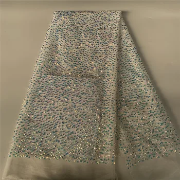

2020 African 3D sequins Tulle Lace Fabric white African French Lace Fabric High Quality Nigerian Embroidery Tulle French Lace