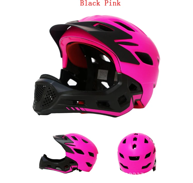 Black Pink Детский шлем для бездорожья mtb, шлем для всего лица, шлем для скутера, шлемы для всего лица, съемная защитная крышка, шлем для сноуборда, детский шлем для велоспорта - Цвет: Black Pink