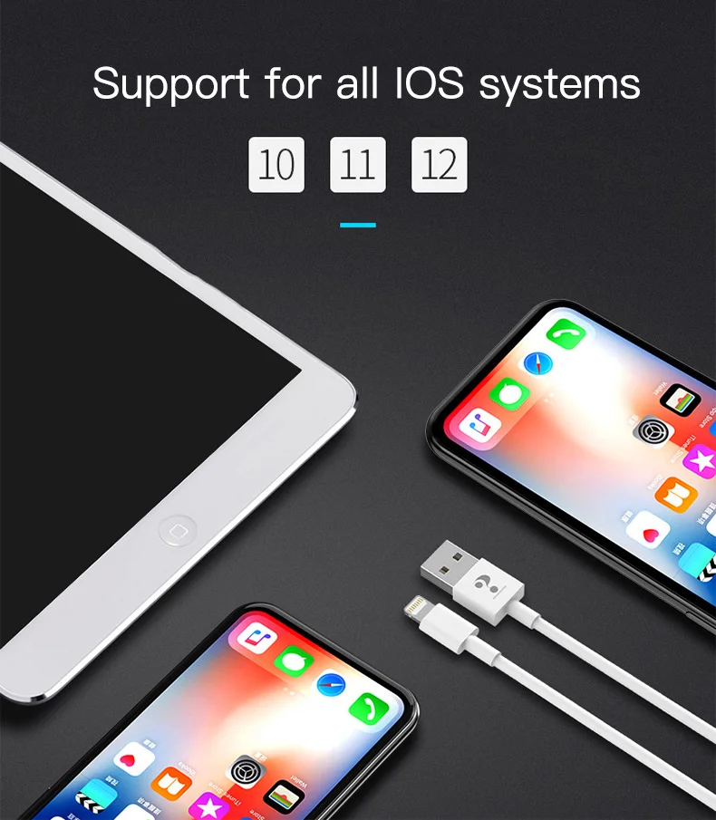 HKHUIBANG MFi, кабель USB для iPhone 11 X Xs 2.4A кабель передачи данных для быстрой зарядки для iPhone кабель 7 iPad iPod USB зарядный шнур
