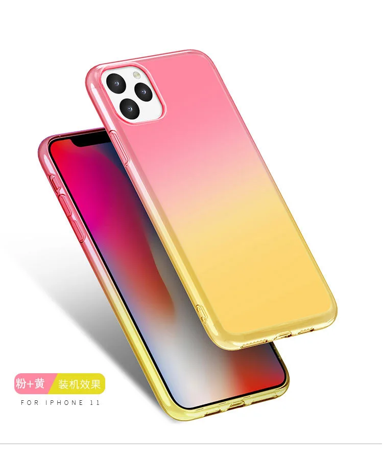 pink yellow 20 шт ультра тонкий градиентный силиконовый чехол для айфон афон айфона iphone 11/iphone 11 pro/iphone 11 pro max Чехлы бампер s мягкий tpu чехол case cover - Цвет: pink yellow