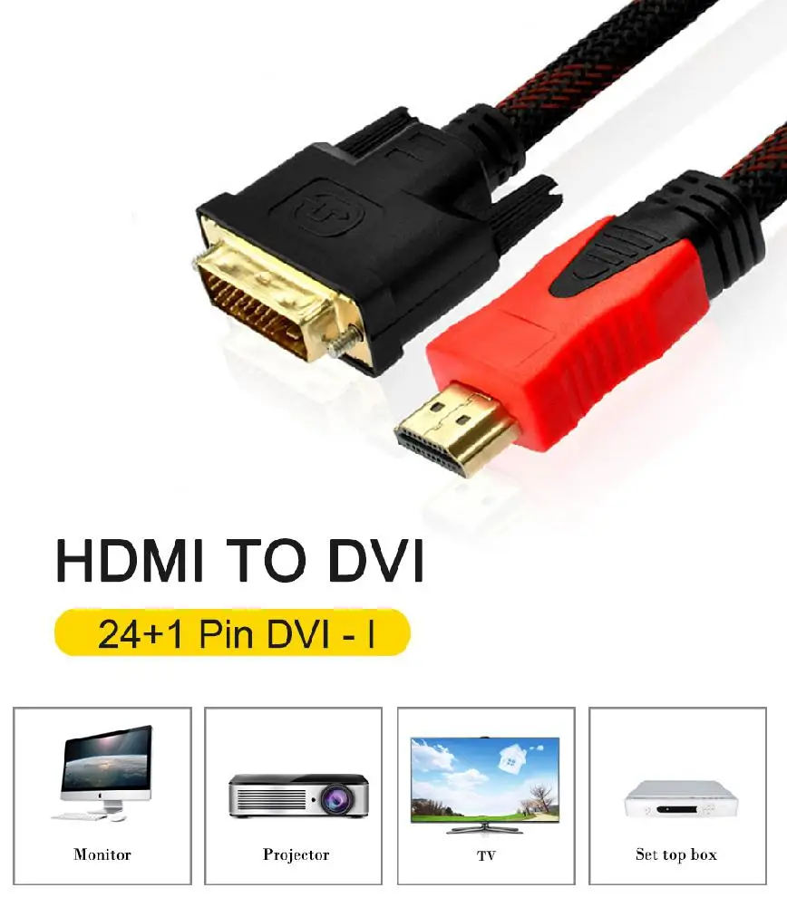 HDMI к DVI 24+ 1 Pin Кабель-адаптер папа-папа адаптер видео кабель 1080P 3D HDMI кабель для lcd DVD HDTV для xbox