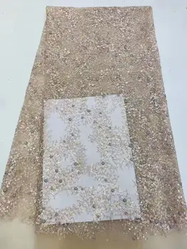 

New Sequins Lace Fabric 2020 High Quality Latest Sequins African Lace Fabric Wedding French Tulle Lace Fabric Nigerican Wedding