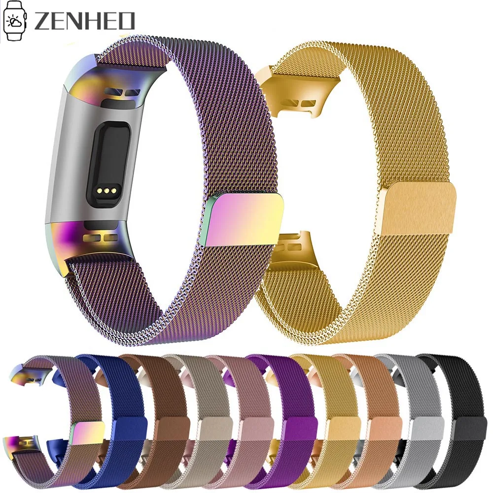 Миланская петля ремешок для часов для Fitbit Charge 3 ремешок из нержавеющей стали браслет ремень металлический ремешок для часов