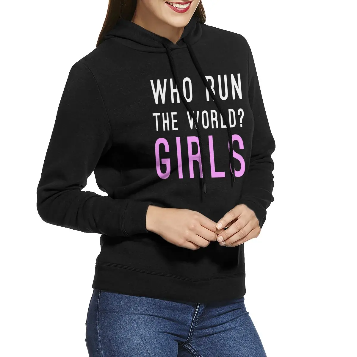 Who Run The World/женские толстовки с капюшоном, пуловер с длинными рукавами, Повседневная хлопковая толстовка