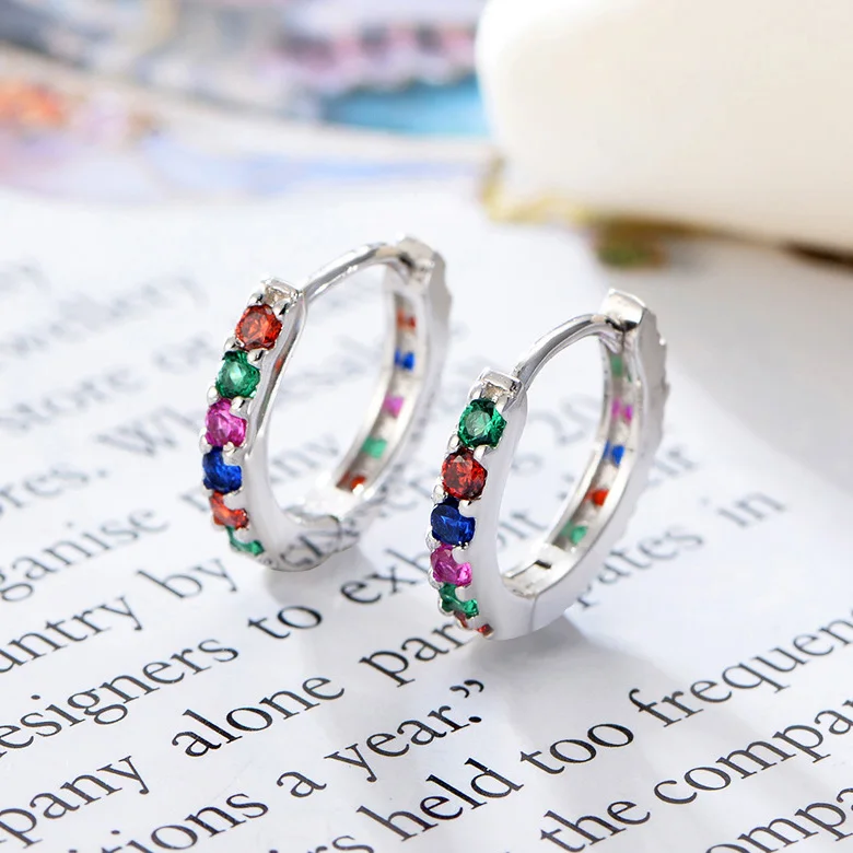 

karopel 925 sterling silver Earrings For Women CZ Cartilage Earrings Ear Simple Rainbow Boho look classic clip earrings