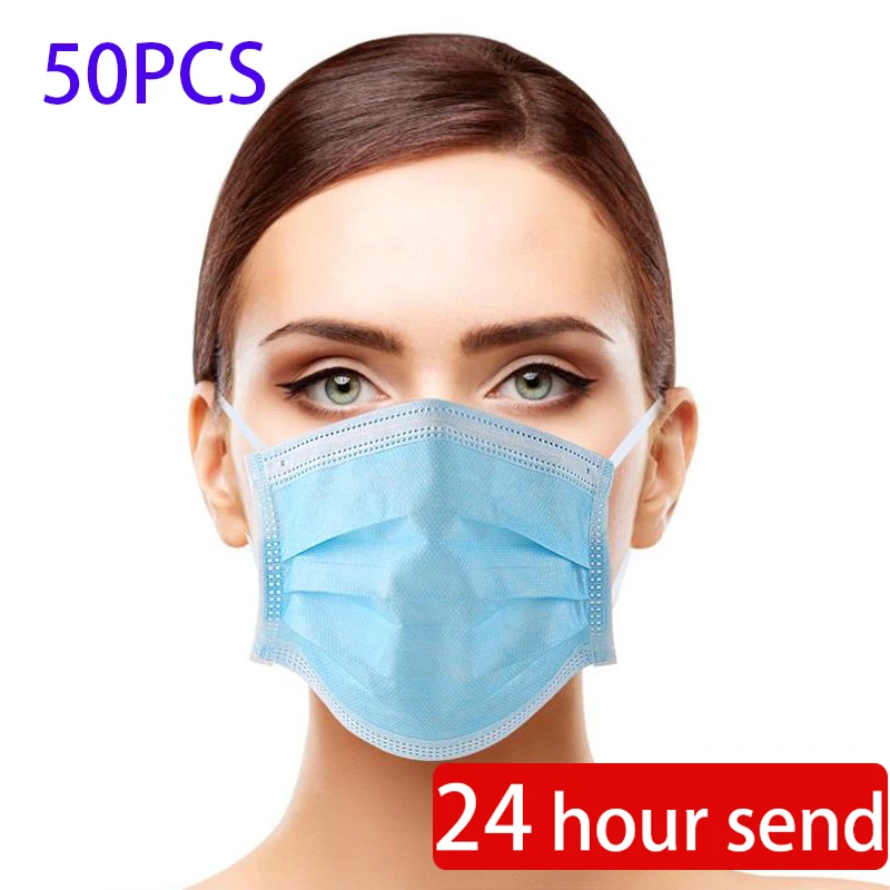 

Disposable Masks 10/50 pcs Mouth Mask 3-Ply Anti-Dust Nonwoven Elastic Earloop Salon Mouth Face Masks
