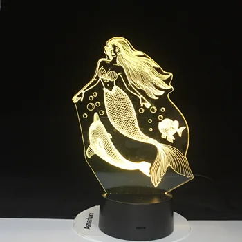 

Fairy Tale Mermaid With Dolphins Princess Night Light LED Baby Sleeping 3D Lamp Home Decor Party Xmas New Year Gift Dropshipping