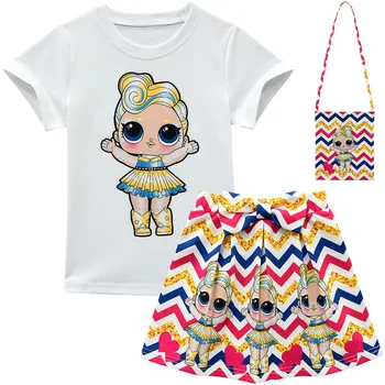 

Toddler Girls Lol Dress Summer 2019 Kids Clothes Girl Cartoon Clothing Princess Dress T-shirt and Skirt Set Party Dress for Girl