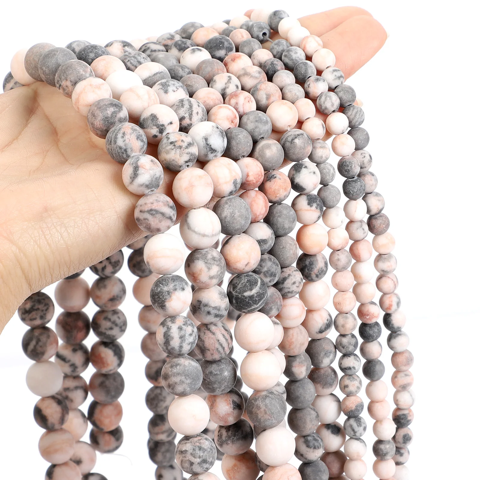 15 &quotнитевые модные бусины из натурального камня матовые розовые ботсванские