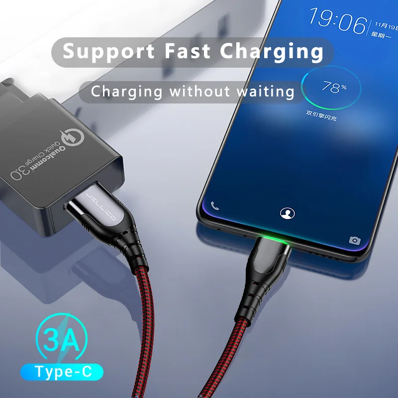 Кабель Micro USB Jellico 3 А для быстрой зарядки и передачи данных 1 2 м|Кабели мобильных