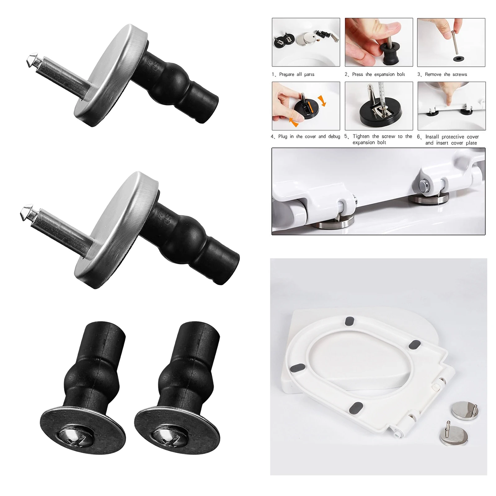 Replacement Toilet Seat Hinge Fitting Screw Anchoring Setscrew Pin for Most Standard toilet seats