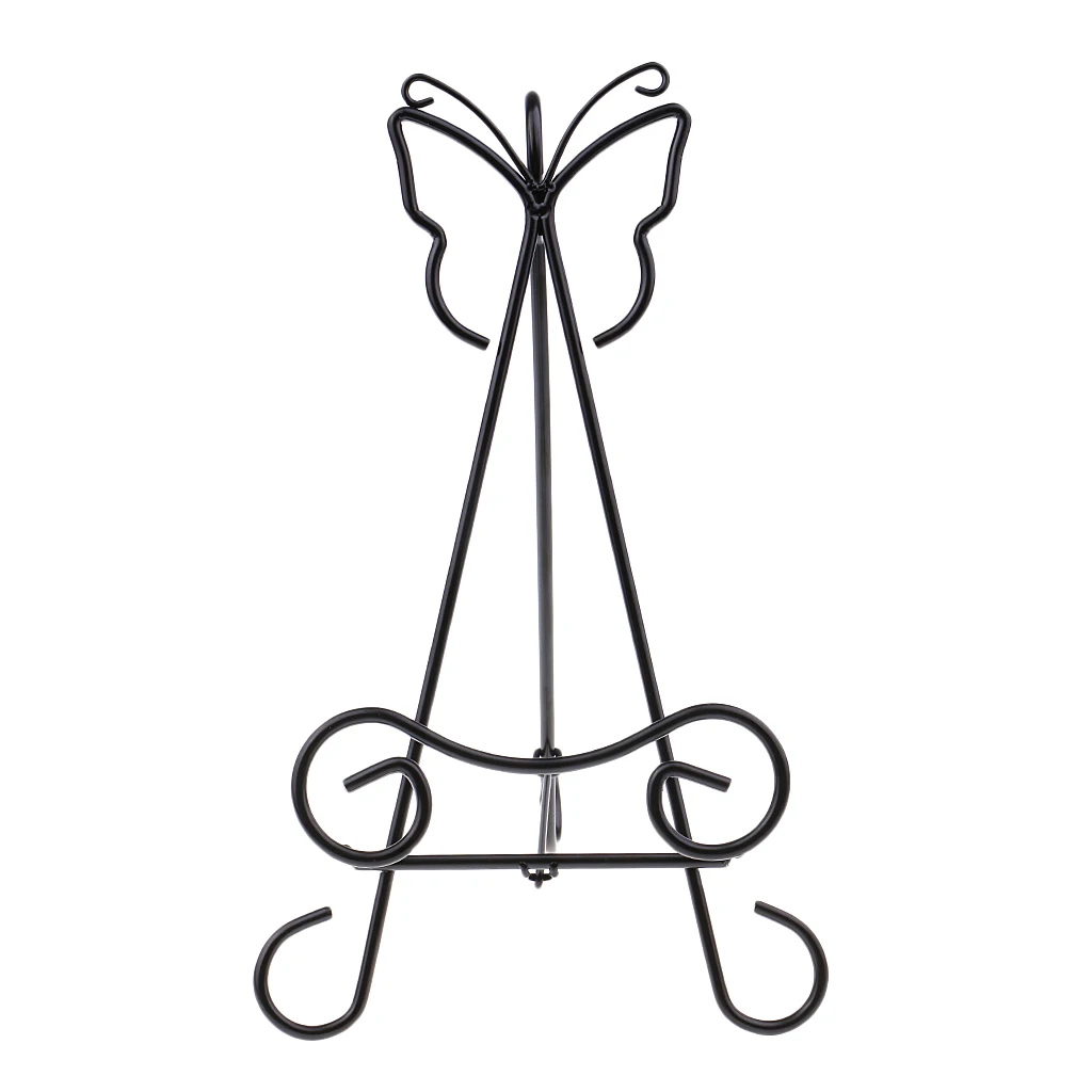 Iron Floral Style Butterfly Shape Easel Bowl Plate Art Photo Picture Frame Holder Book Display Stands 233x138mm