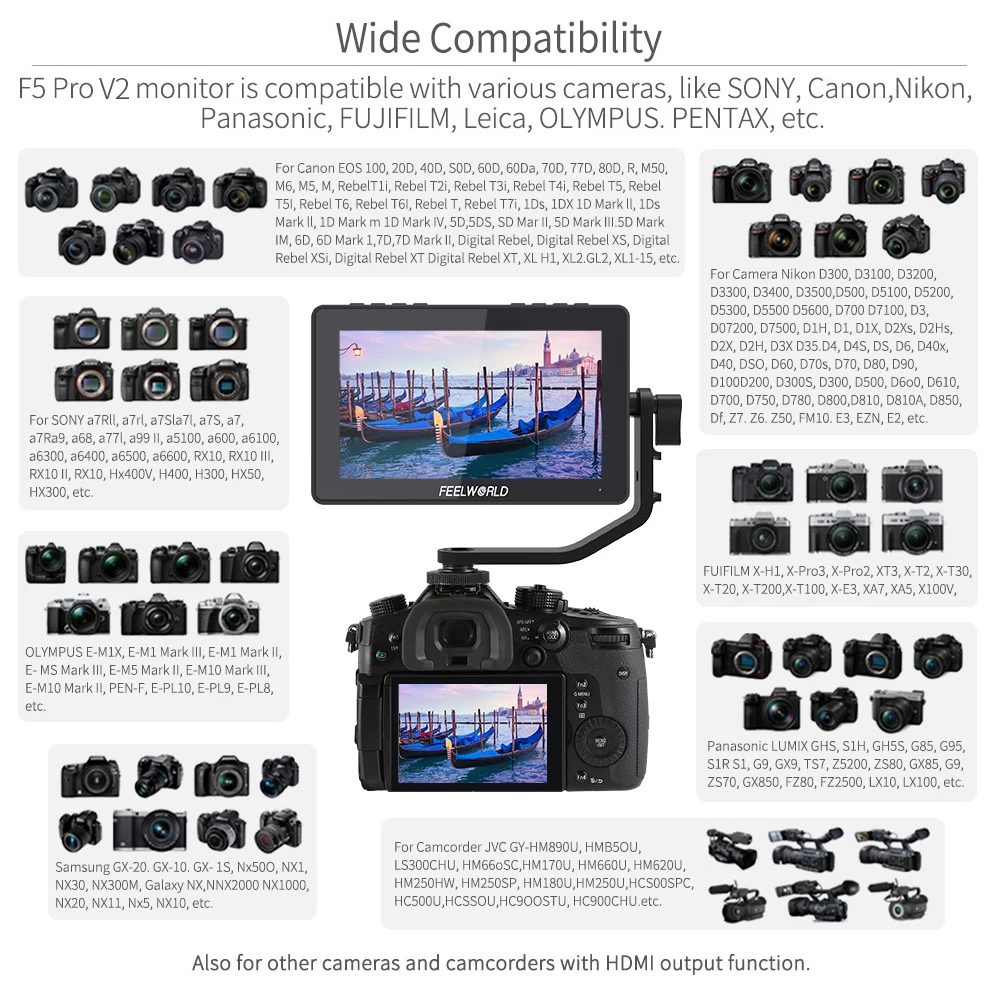 Сенсорный экран FEELWORLD F5 PRO V2 5 '' 3d лют камера монитор мощность настройки для