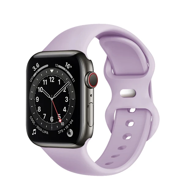 Silicone Sport Band For Apple Watch Series Se 6 543 44mm 40mm Smart Bracelet Watchband Pin Tuck Strap on iWatch 7 38mm 42mm 41mm 7 Lavender