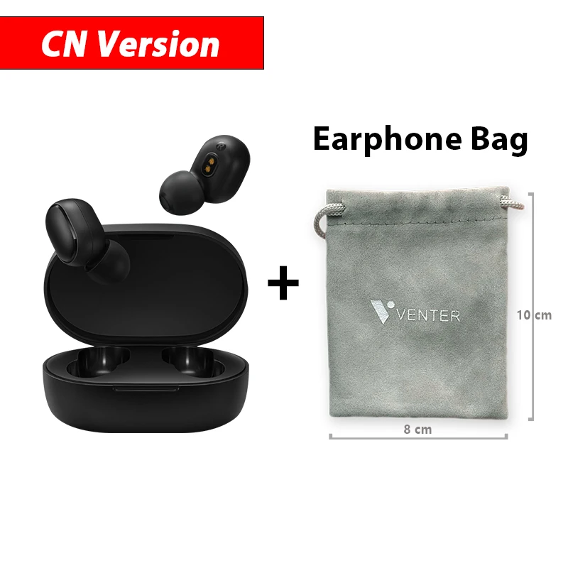 CN Add Earphone Bag Оригинальные Xiaomi Redmi Airdots TWS беспроводные Bluetooth наушники стерео бас Bluetooth 5,0 с микрофоном громкой связи с управлением AI - Цвет: CN Add Earphone Bag