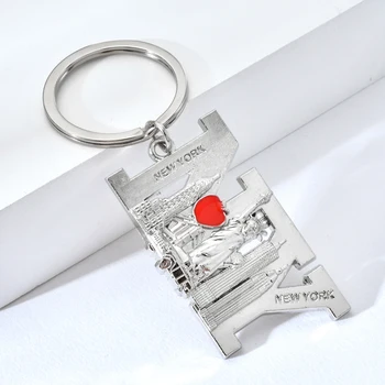 

New York Statue of Liberty Freedom Tower Keychain Famous Buildings Metal Key Ring for Gift