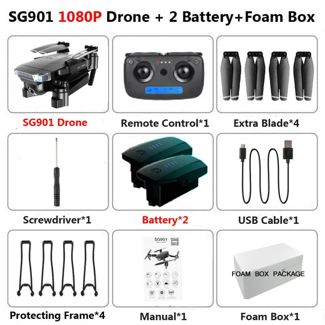 SG901 Радиоуправляемый Дрон 4K камера HD 1080P WiFi FPV оптическая камера потока Дрон 18 минут Профессиональный RC Квадрокоптер VS Xs816 S17 SG106 - Цвет: 1080P FOAM 2B