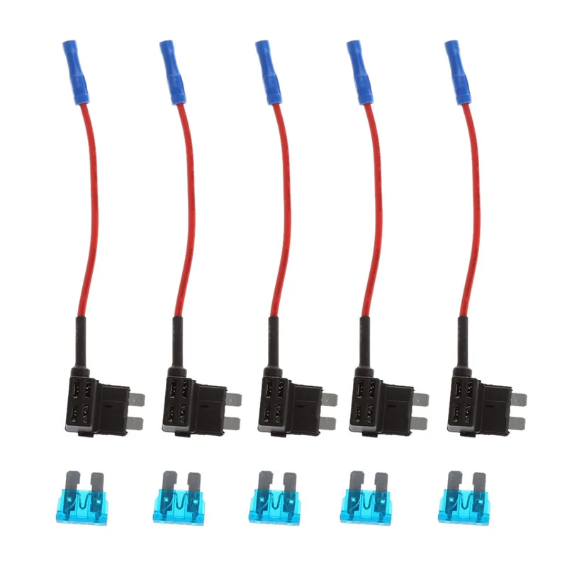 5 шт. держатель коробки предохранителей Add Circuit Blade ACS ATO ATC Piggy Back Tap 15A/20A/25A/30A 120 мм разъем предохранителя с проводом без резки