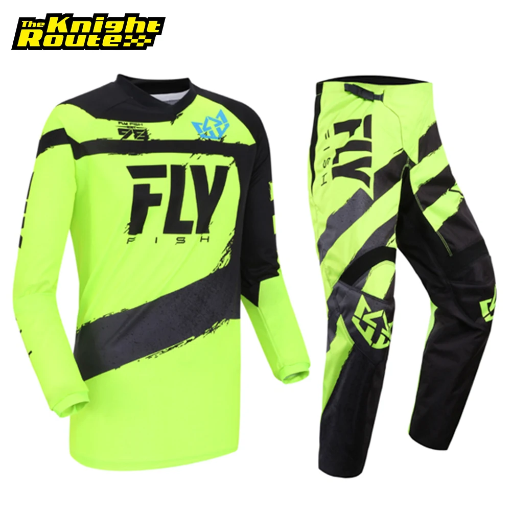 Fly Fish Racing Suit Motocross Jersey Pants Suit Combo Moto Enduro Motocross Clothes Dirt Bike ATV DH Off-Road MX Gear Set Men