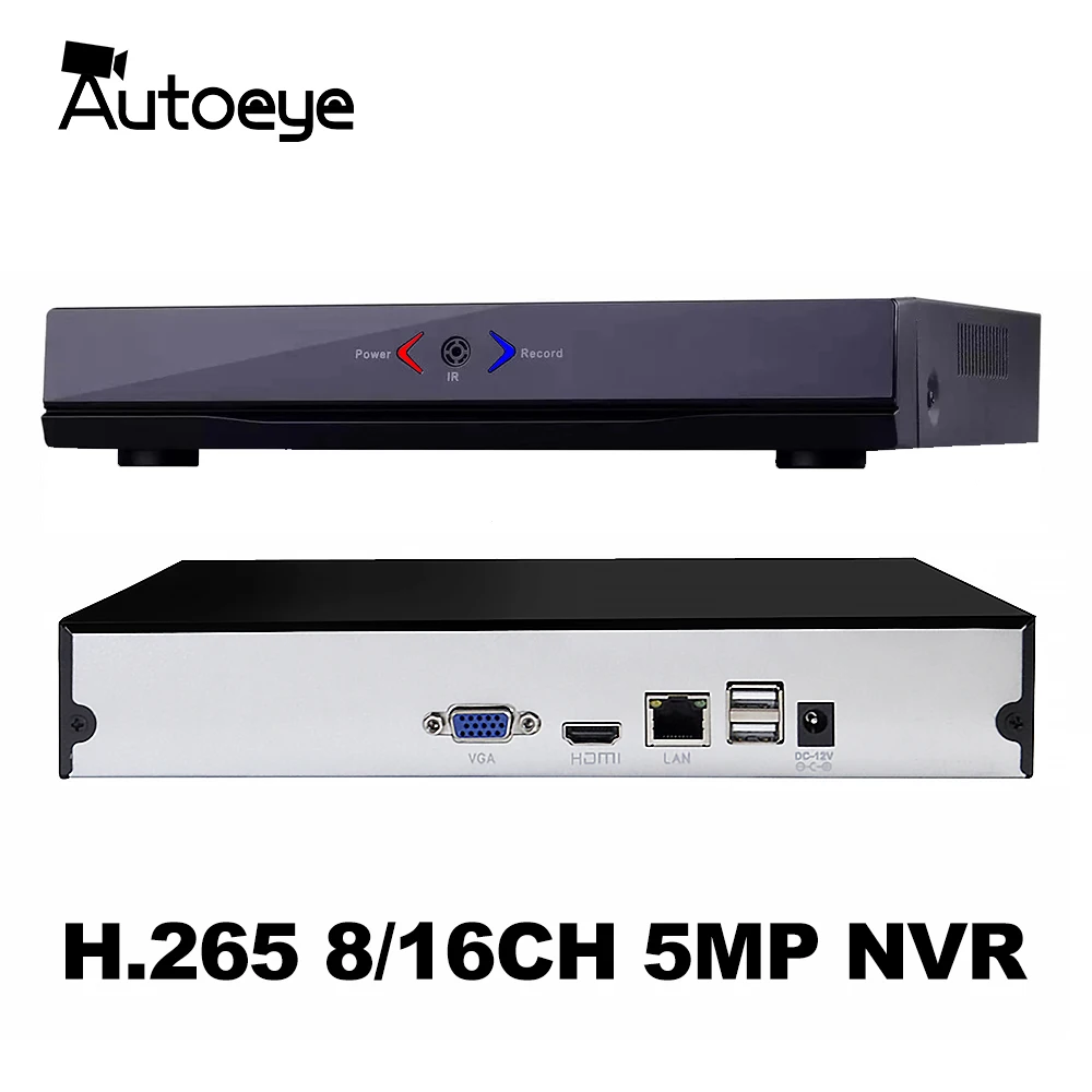 H.265 HEVC 8CH 16CH CCTV NVR для 5MP/4MP/3MP/2MP IP F2.0 ip-камера металлический корпус сетевой видеорегистратор P2P для системы видеонаблюдения