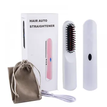 

Wireless Men Quick Beard Straightener Styler Comb LCD Multifunctional Cordless USB Hair Straightening Brush Quick Styling Tools