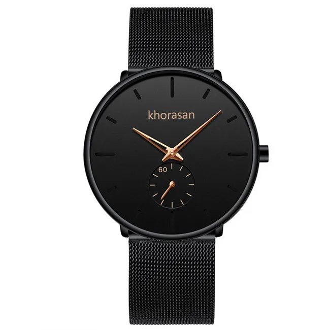 M Black Rose Gold Мужские модные повседневные часы Relogio Masculino, минималистичные мужские деловые часы, мужские сетчатые часы из нержавеющей стали, простые кварцевые часы - Цвет: M Black Rose Gold
