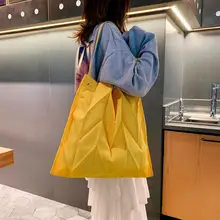 Многоразовая сумка для покупок, сумка для продуктов, сумка-тоут ярких цветов со складками, холщовая Большая вместительная сумка на плечо, Siatka Na Zakupy#2S23# N