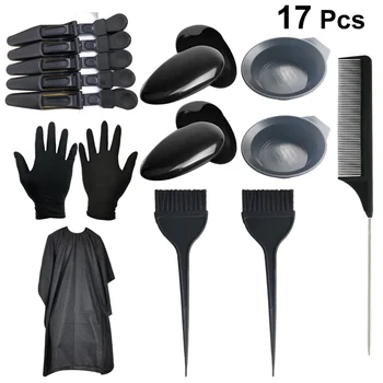 

1 Set/17pcs Simple Hair Coloring Tool Kit Practical DIY Dyeing Tool Set Portable Hair Tinting Tool for Home Barbershop