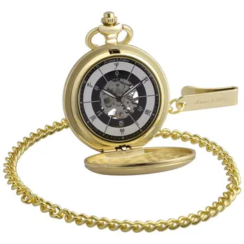 

KS Bronze Chinese 12 two-hour Periods Number Skeleton Steampunk Analog Male Fobs Chain Clock Men Mechanical Pocket Watch /KSP084