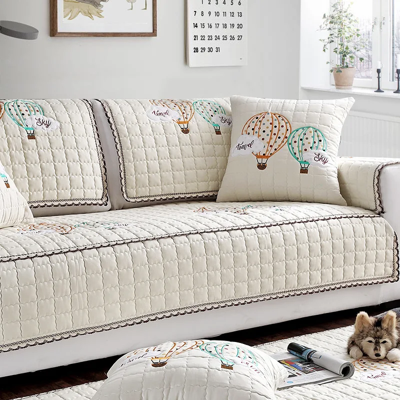 

Cotton Sofa Cushion Pure Cotton High Quality Embroidered Four Seasons Anti-slip Fabric Now Simple Cushion Sofa Cover Sofa Slipco