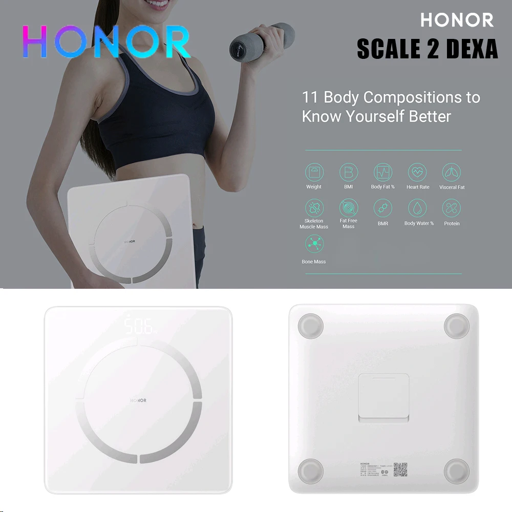 HONOR Scale 2 DEXA Standard 11 Body Composition Analyzer Monitor Smart Weighing with BMI/BMR/FFM/Body Fat Rate/Heart Rate | Электроника