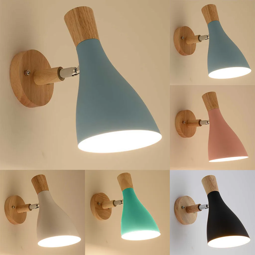 

Bzoosio Creative Wall Lamp Iron craft wood pattern sucking disc Swing Head Sconce light Bedroom Lighting Bedside Reading Lamp F1
