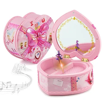 

Baby Kids Music Box Toy Girls Peach Heart Shape Ballerina Music Jewel Box Kids Clockwork Toy Children Christmas Birthday Gifts