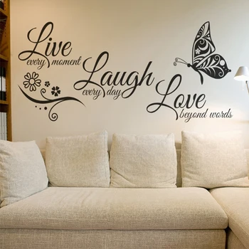 Live Laugh Love Butterfly Flower Wall Art Sticker Modern Wall Decals Quotes Vinyls Stickers Wall Stickers