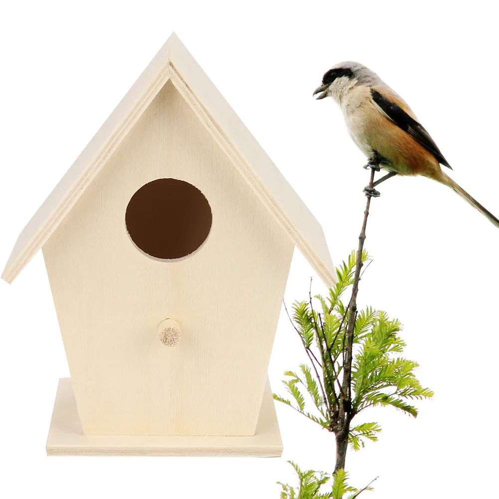 Wood Birds Nest Box New DIY Breeding Parrot Cockatiels Swallows Outdoors Roof Wooden Bird House Hanging Decoration dropship | Дом и сад