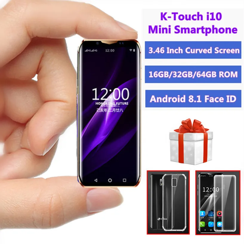 

Super Mini 4G Smartphone K-TOUCH I10S 1GB RAM 16GB ROM WIFI Google Play Smallest Student Face ID Android Mobile Phone PK I9S I9