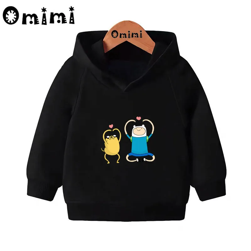 Adventure Time Finn& Jaker/забавные свитшоты; детские толстовки с капюшоном; крутой пуловер для малышей; топы для девочек и мальчиков; осенняя одежда; KMT5200