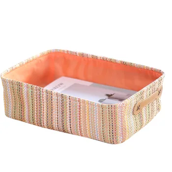

Cosmetic Desktop Storage Box Table Sundries Toys Straw Basket Rattan Woven Storage Basket Storage Bin Closet Container Organizer