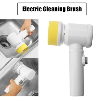 

5 in 1 Set Handheld Electric Cleaning Brush for Bathroom Toilet Tub Brush Rags Household Cleaner Cooking Tools