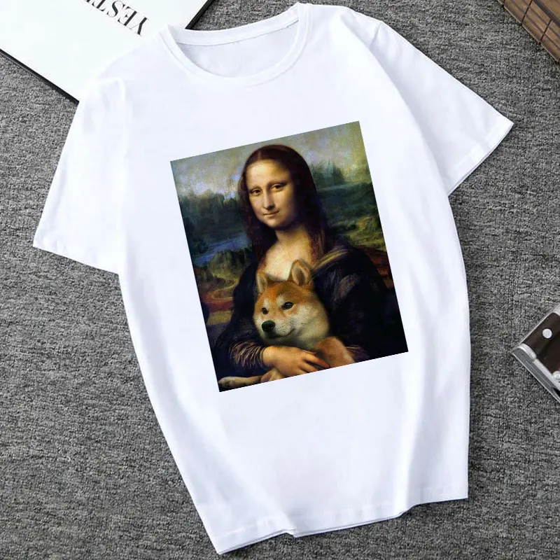 Mona Lisa Spoof персональные футболки женские модные футболки Harajuku летние с коротким рукавом и круглым вырезом белые Топы Рубашки Camiseta Femina