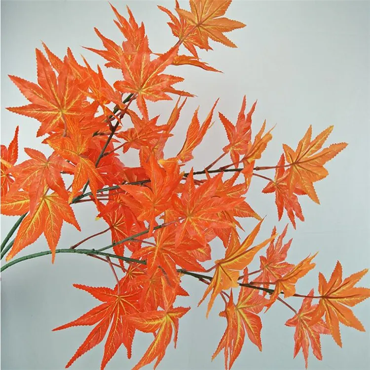 10P Fake Single Stem Meple Leaf(2 stems/piece) 30.71" Length Simulation Autumn Greenery for Home Decorative Artificial Plants
