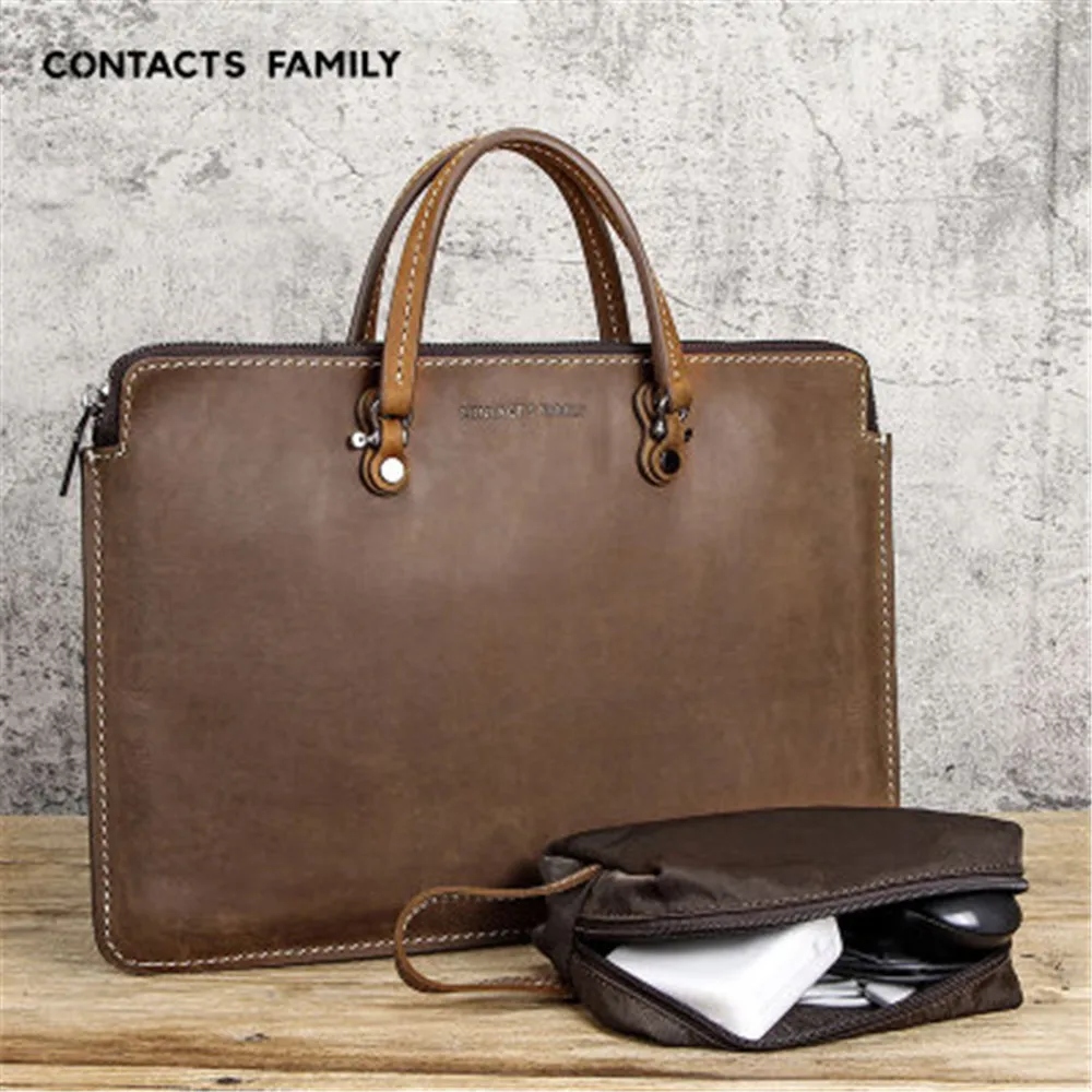 

Classic retro Business affairs Leather Laptop Bag For Apple MacBook Pro15 Portable Zipper Notebook Leather Bag For MacBook Pro15
