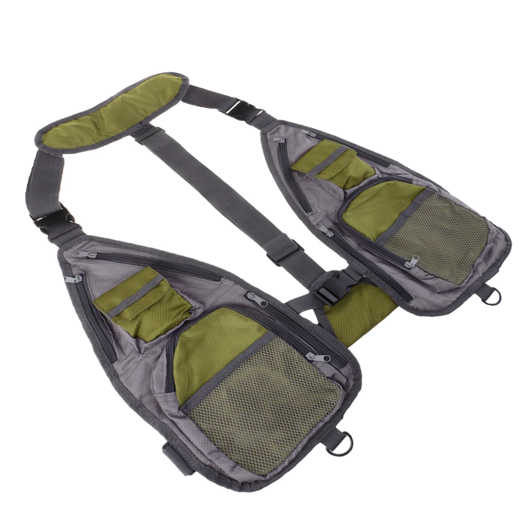 Fly Fishing Vest Multifunction Breathable Chest Bag Adjustable with net D-ring Fishing Vests for Men and Women