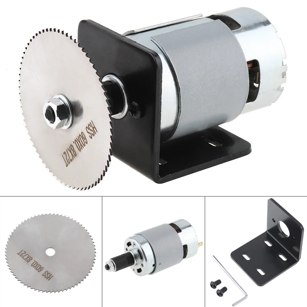 24V 775 Motor Table Saw Kit with Ball Bearing Mounting Bracket and 60mm Blade for Cutting / Polishing Engraving | Инструменты