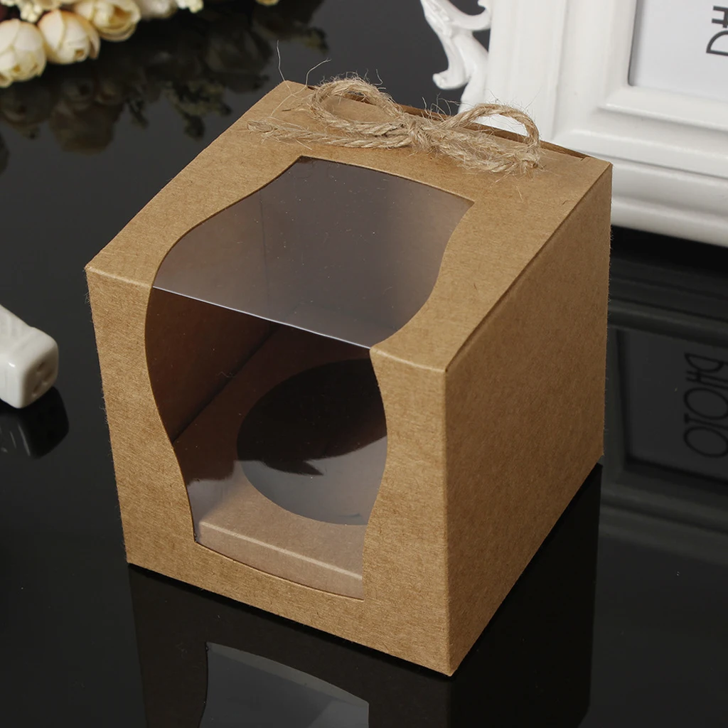 12/set Vintage Kraft Paper Cake Cupcake Muffin Boxes Bakery Box Wedding Favors Gifts