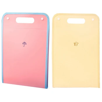 

2 Pcs Waterproof 13 Layer A4 Expanding File Folder Bag Document Subject Classify Organizer Storage Folder, Pink & Yellow