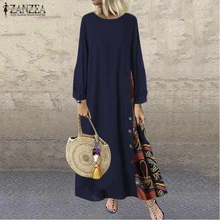 ZANZEA, женское винтажное платье с цветочным принтом, 3/4 рукав, осень, вырез лодочкой, Pacthwork, сарафан, повседневное, Ретро стиль, вечерние, Vestido, халат, Kaftan7