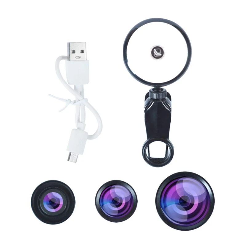 

Selfie Ring Light With Hd Fisheye Wide Angle Macro Lens Flash Led Camera Phone Photography For Iphone Samsung Tablet Laptop(Bl