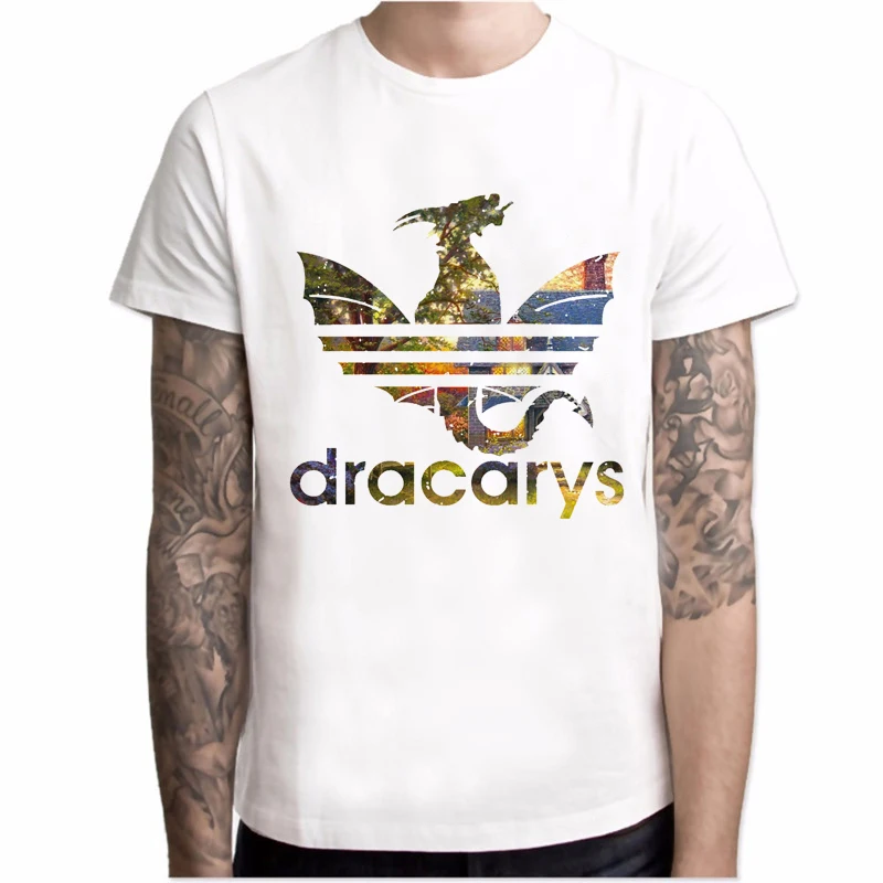 white Dracarys, Мужская футболка, Игра престолов, harajuku, Винтажная футболка, Camisetas hombre, хипстер, удобная игровая футболка, топы - Цвет: white