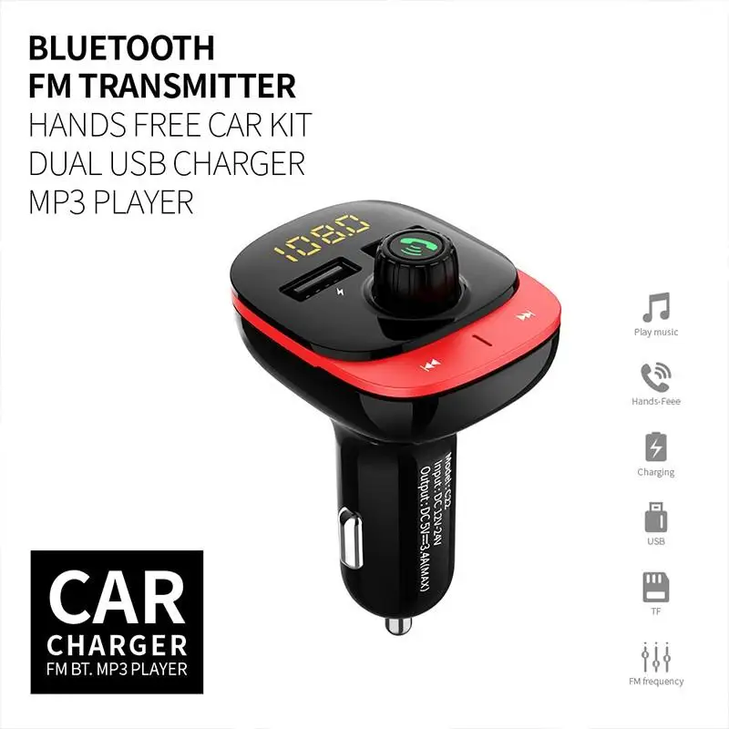 Автомобильный fm-передатчик Bluetooth 5,0, беспроводной fm-модулятор, громкая связь, автомобильный комплект, аудио MP3 плеер, громкая связь, двойной USB, автомобильное зарядное устройство